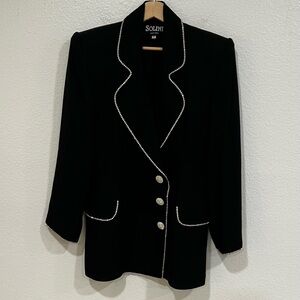 Vintage Solini New York Elegant Black Blazer with Silver Detailing